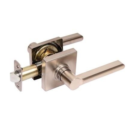 Pamex Onyx Lever with Square Rose Passage Lockset Grade 3 Satin Nickel Finish FLSP03C